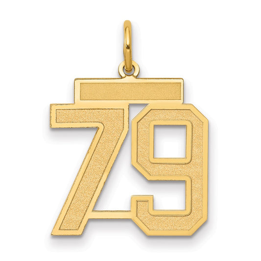 14K Yellow Gold Medium Satin Number 79 Charm
