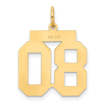 14K Yellow Gold Medium Satin Number 80 Charm