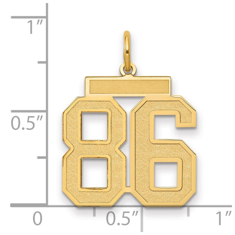 14K Yellow Gold Medium Satin Number 86 Charm