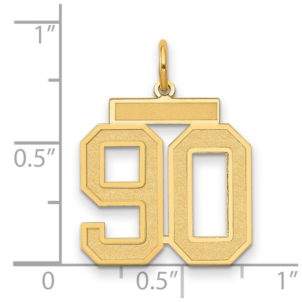 14K Yellow Gold Medium Satin Number 90 Charm (LSM90) – Goldia.com.au