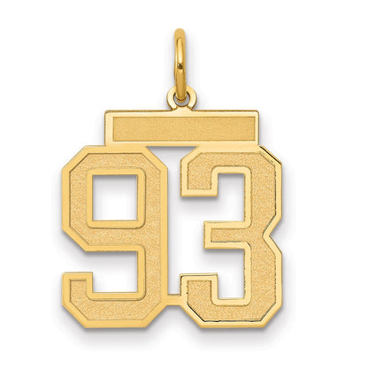 14K Yellow Gold Medium Satin Number 93 Charm