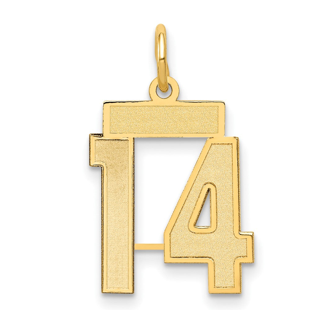 10K Yellow Gold Small Satin Number 14 Charm (10LSS14) – Goldia.com.au