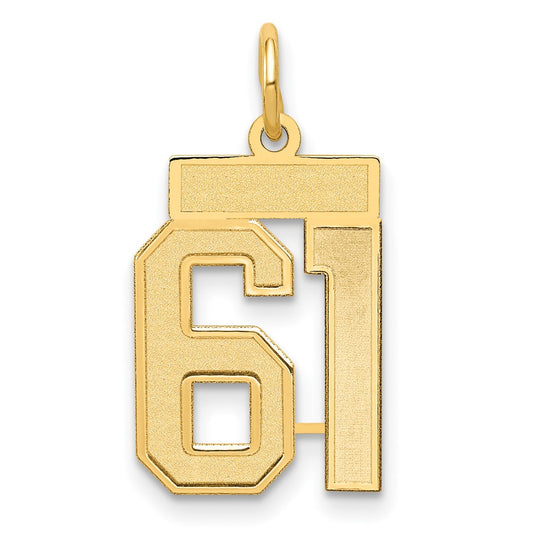 14K Yellow Gold Small Satin Number 61 Charm