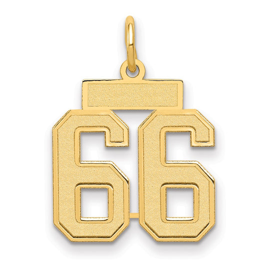 14K Yellow Gold Small Satin Number 66 Charm