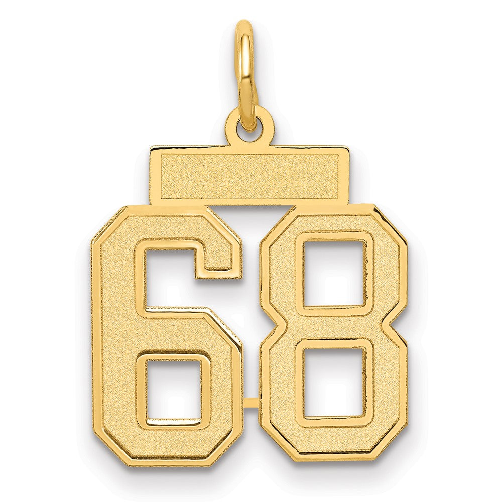 10K Yellow Gold Small Satin Number 68 Charm