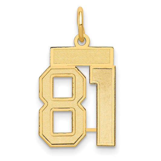 14K Yellow Gold Small Satin Number 81 Charm