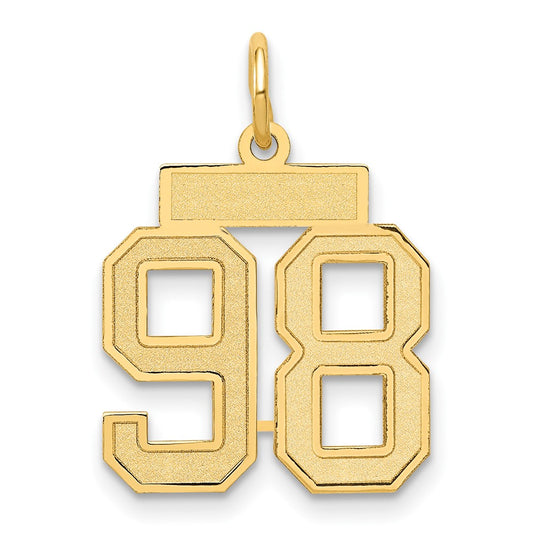 14K Yellow Gold Small Satin Number 98 Charm