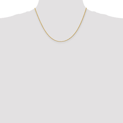 14K Yellow Gold 18 Inch 1.3mm Diamond Cut Solid Machine Made Rope With Lobster Clasp Chain Necklace
