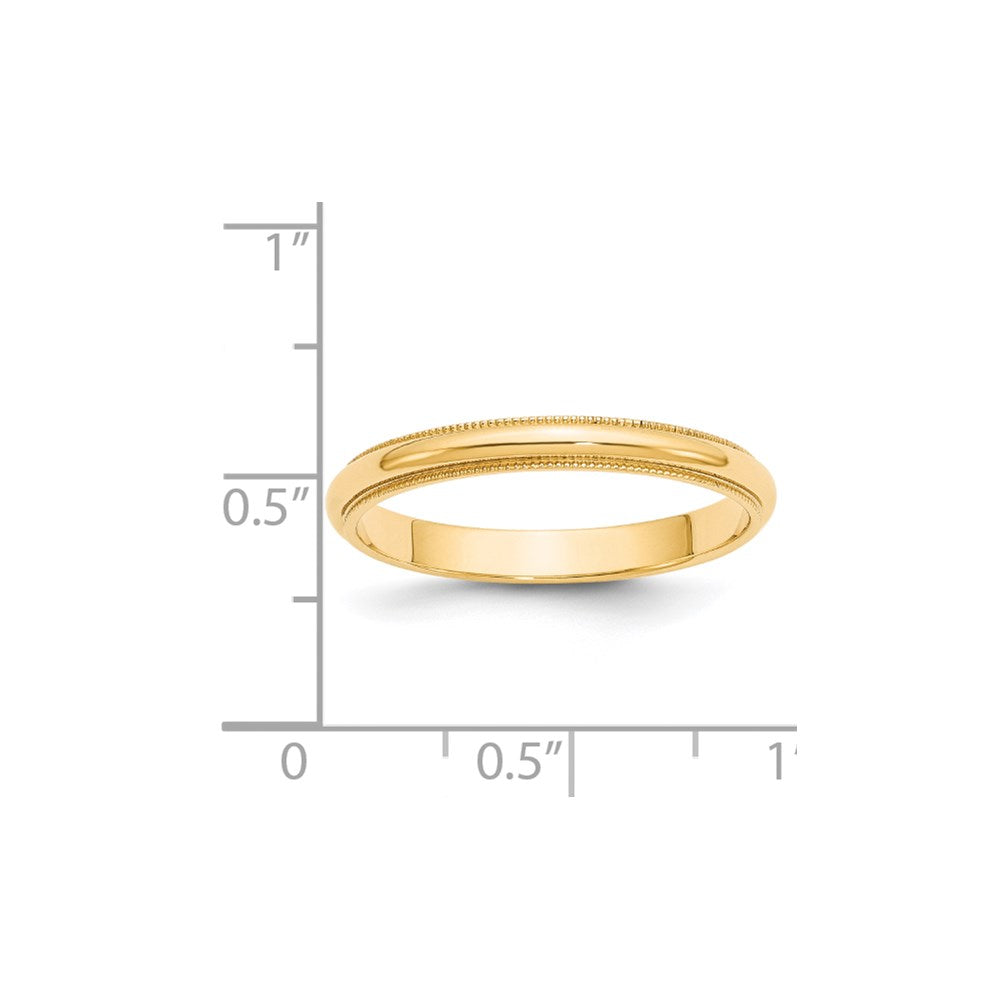 18k Yellow Gold 3mm Milgrain Half Round Wedding Band Ring