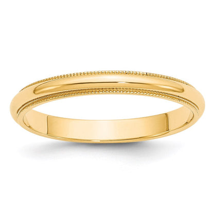 18k Yellow Gold 3mm Milgrain Half Round Wedding Band Ring