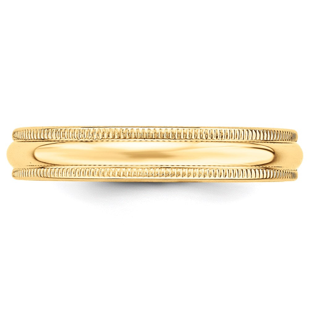 18k Yellow Gold 4mm Milgrain Half Round Wedding Band Ring