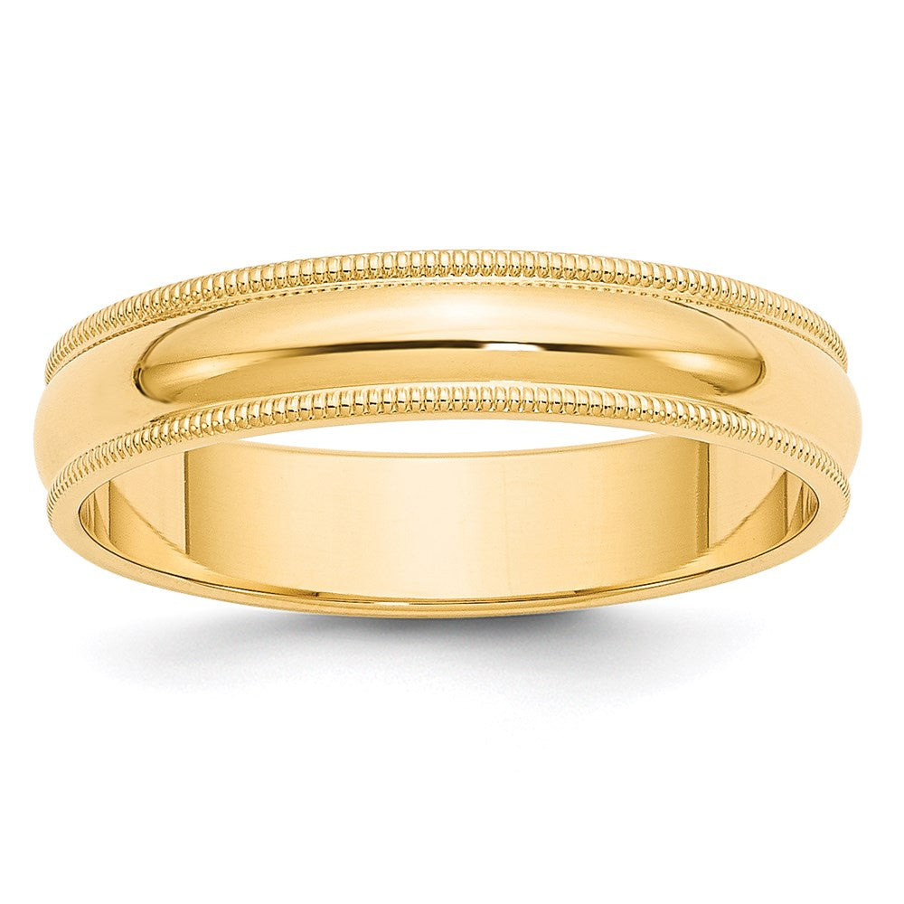 18k Yellow Gold 5mm Milgrain Half Round Wedding Band Ring