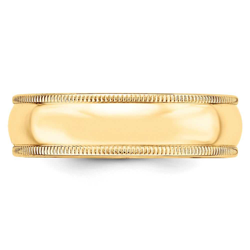 14k Yellow Gold 6mm Milgrain Half Round Wedding Band Ring