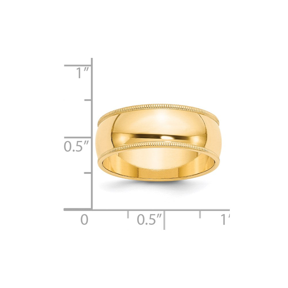 Solid 18K Yellow Gold 8mm Milgrain Half Round Men's/Women's Wedding Band Ring Size 4