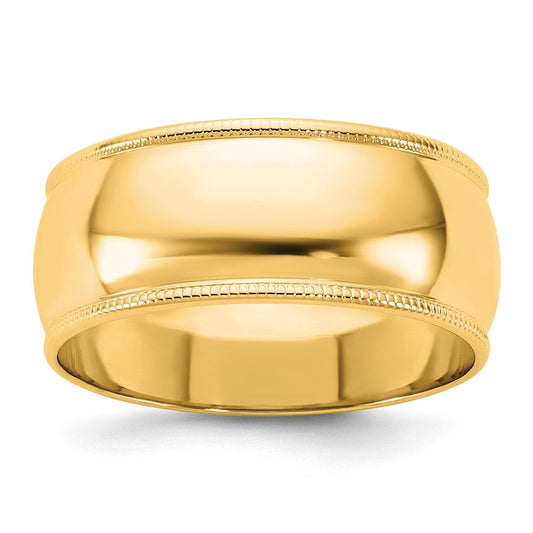 18k Yellow Gold 8mm Milgrain Half Round Wedding Band Ring