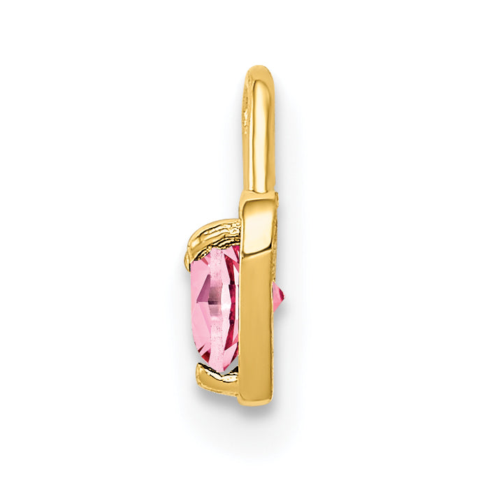 14K Yellow Gold 14Ky October Synthetic Birthstone Heart Charm