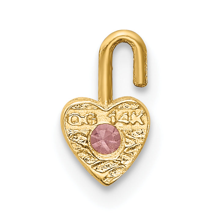 14K Yellow Gold 14Ky October Synthetic Birthstone Heart Charm
