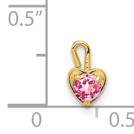 14K Yellow Gold 14Ky October Synthetic Birthstone Heart Charm