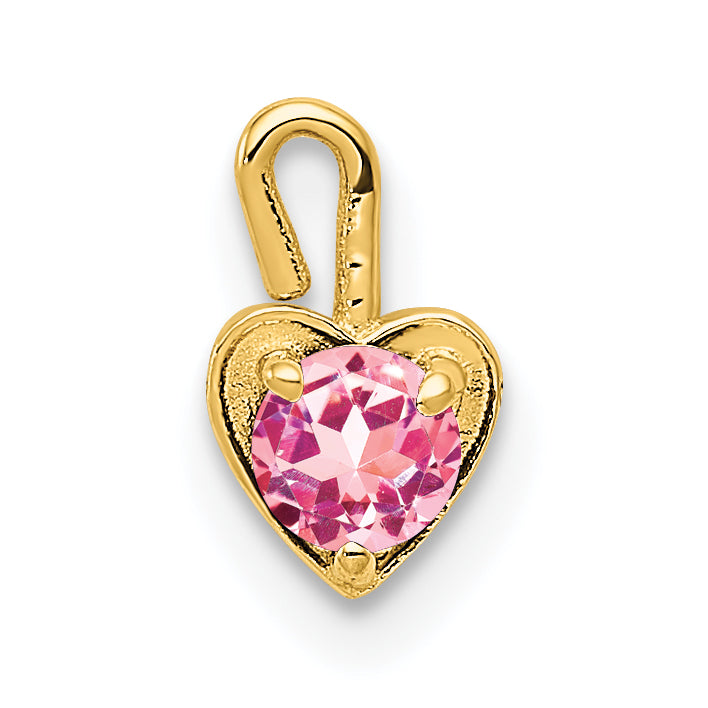 14K Yellow Gold 14Ky October Synthetic Birthstone Heart Charm