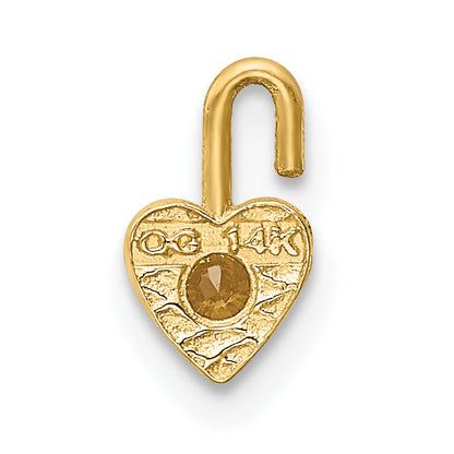 14K Yellow Gold 14Ky November Synthetic Birthstone Heart Charm