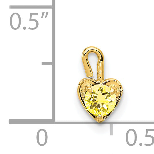 14K Yellow Gold 14Ky November Synthetic Birthstone Heart Charm