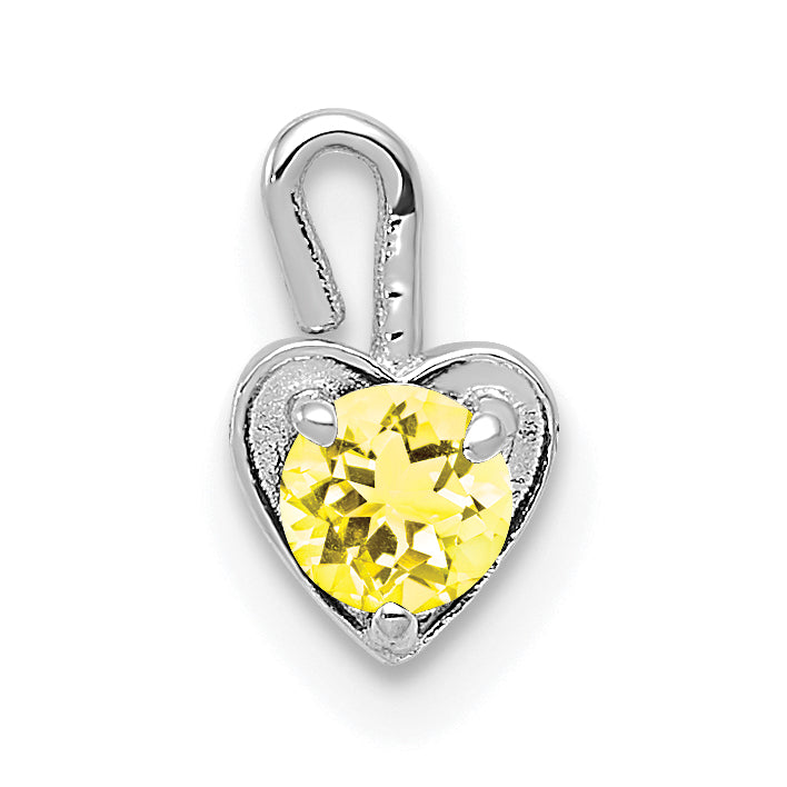 14K White Gold November Synthetic Birthstone Heart Charm