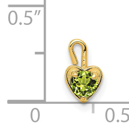 14K Yellow Gold 14Ky August Synthetic Birthstone Heart Charm