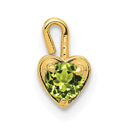 14K Yellow Gold 14Ky August Synthetic Birthstone Heart Charm