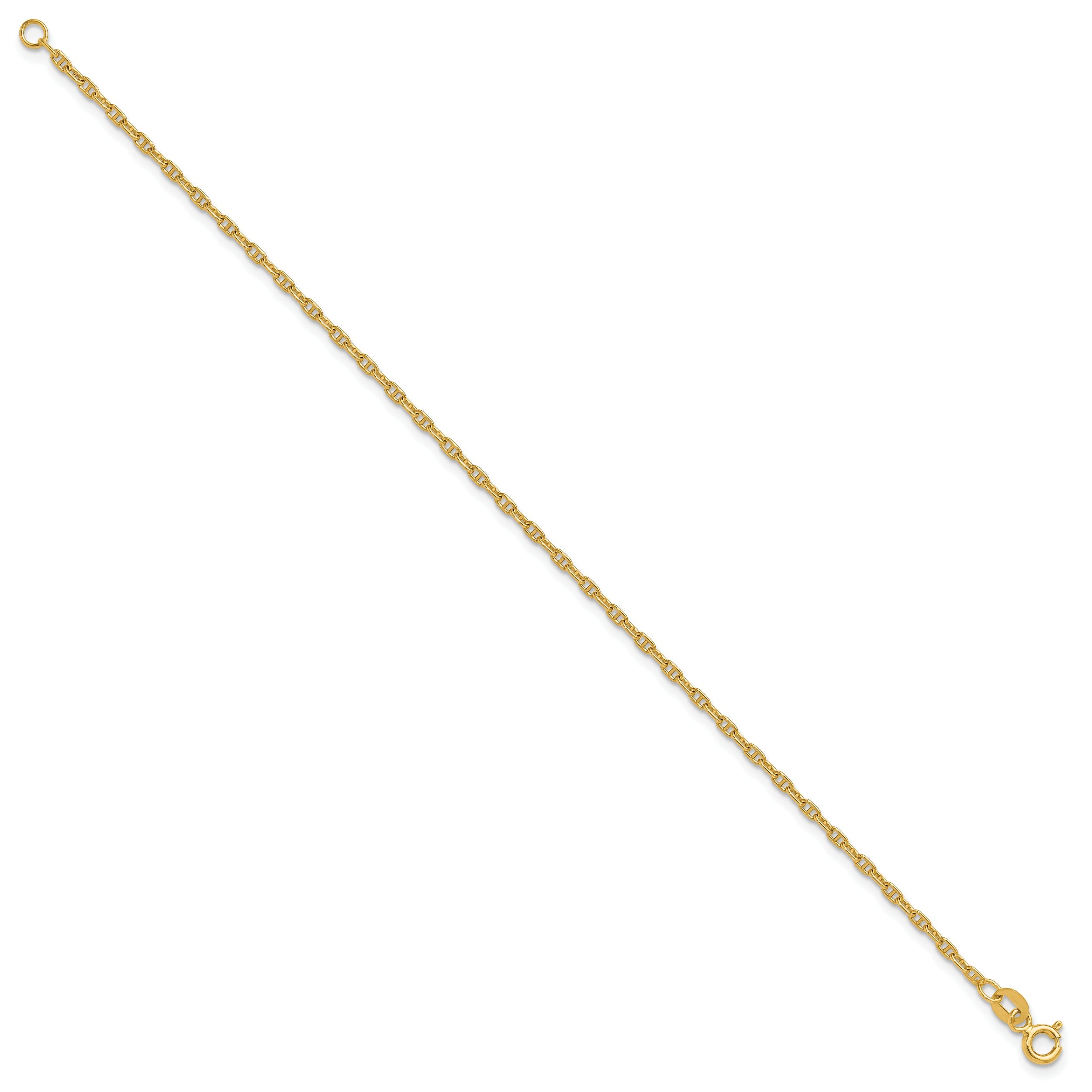10.00 Inch 14K 1.8mm Mariners Link Chain Anklet