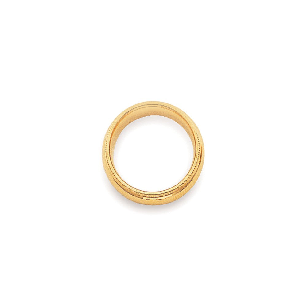 18k Yellow Gold 4mm Milgrain Half Round Comfort Fit Wedding Band Ring