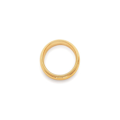 18k Yellow Gold 4mm Milgrain Half Round Comfort Fit Wedding Band Ring