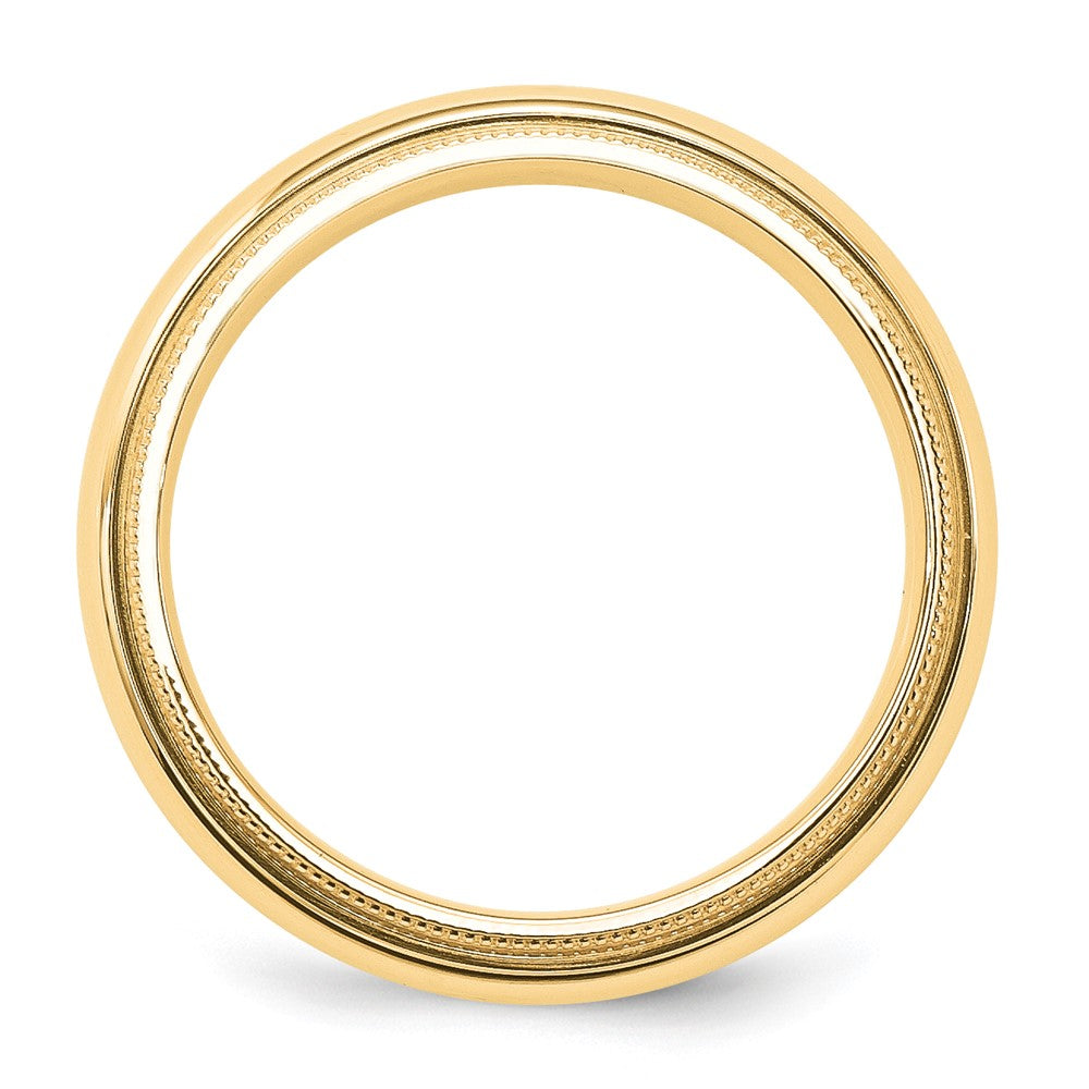 14k Yellow Gold 6mm Milgrain Half Round Comfort Fit Wedding Band Ring