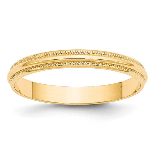 Solid 18K Yellow Gold 3mm Light Weight Milgrain Half Round Men's/Women's Wedding Band Ring Size 5.5