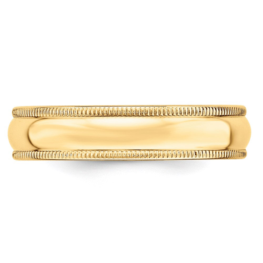 18k Yellow Gold 5mm Lightweight Milgrain Half Round Wedding Band Ring