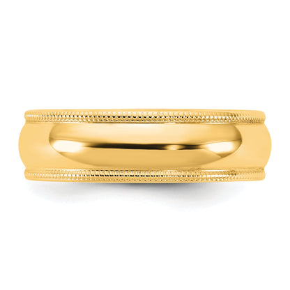 10K Yellow Gold 10Ky 5.5mm Lightweight Milgrain Half Round Band Size 11.5