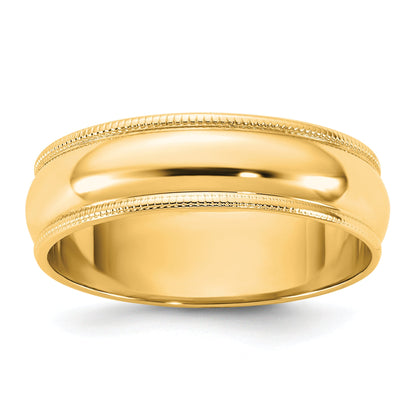 10K Yellow Gold 10Ky 5.5mm Lightweight Milgrain Half Round Band Size 11.5