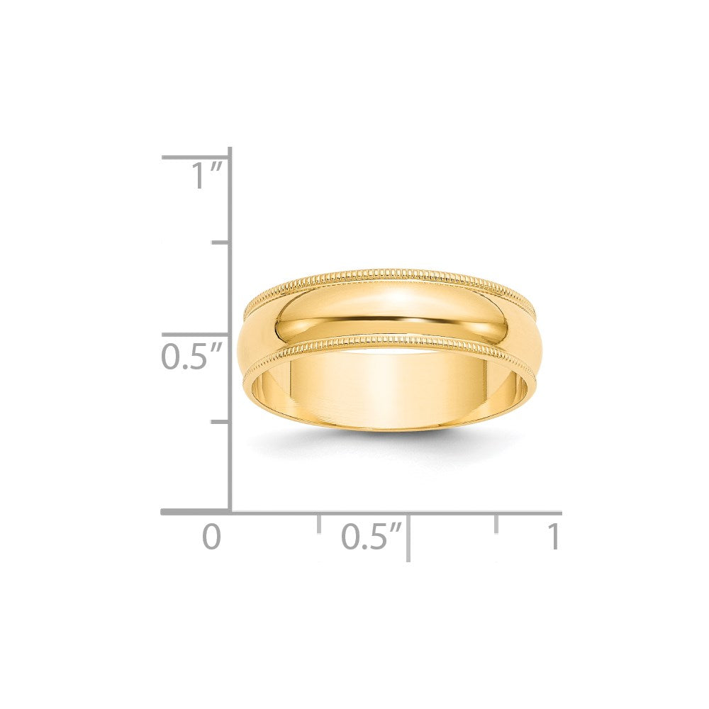 Solid 18K Yellow Gold 6mm Light Weight Milgrain Half Round Men's/Women's Wedding Band Ring Size 11.5