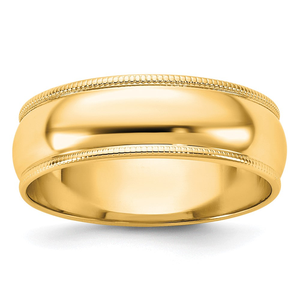 14k Yellow Gold 6mm Lightweight Milgrain Half Round Wedding Band Ring