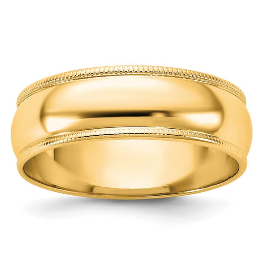 14k Yellow Gold 6mm Lightweight Milgrain Half Round Wedding Band Ring