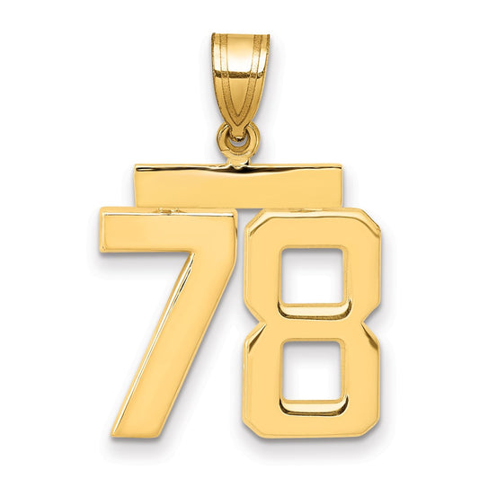 10K Yellow Gold Medium Polished Number 78 Charm