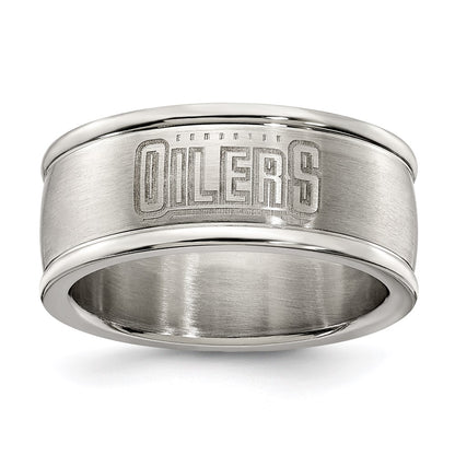 Stainless Steel Edmonton Oilers Logo Band Ring Size 7