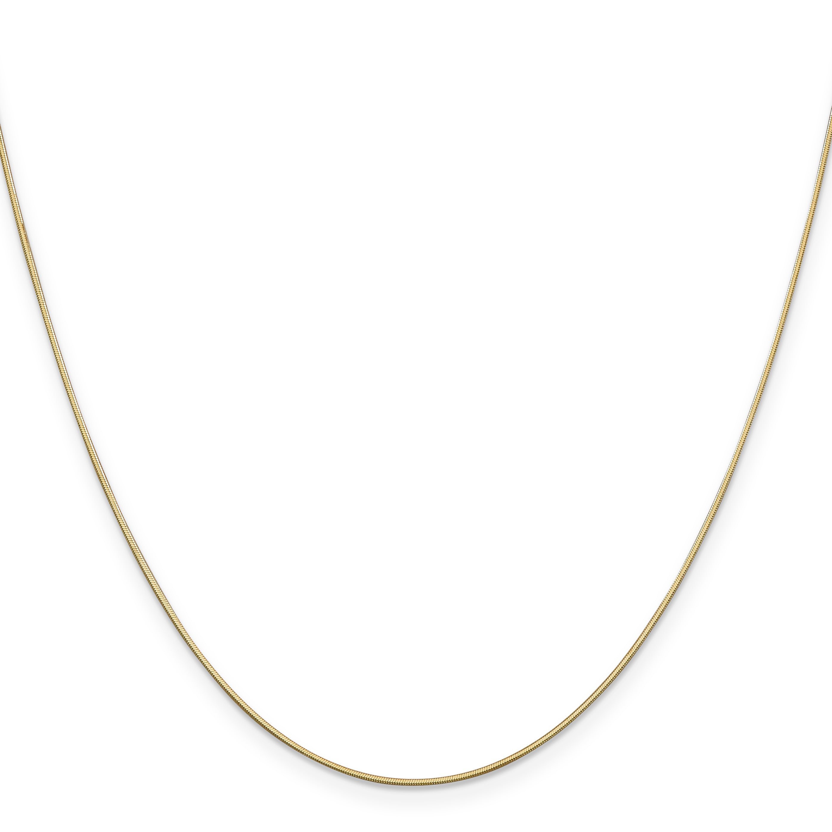 14K Yellow Gold .6mm Octagonal Snake With Lobster Clasp Chain Necklace