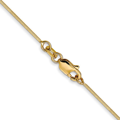 14K Yellow Gold .6mm Octagonal Snake With Lobster Clasp Chain Necklace