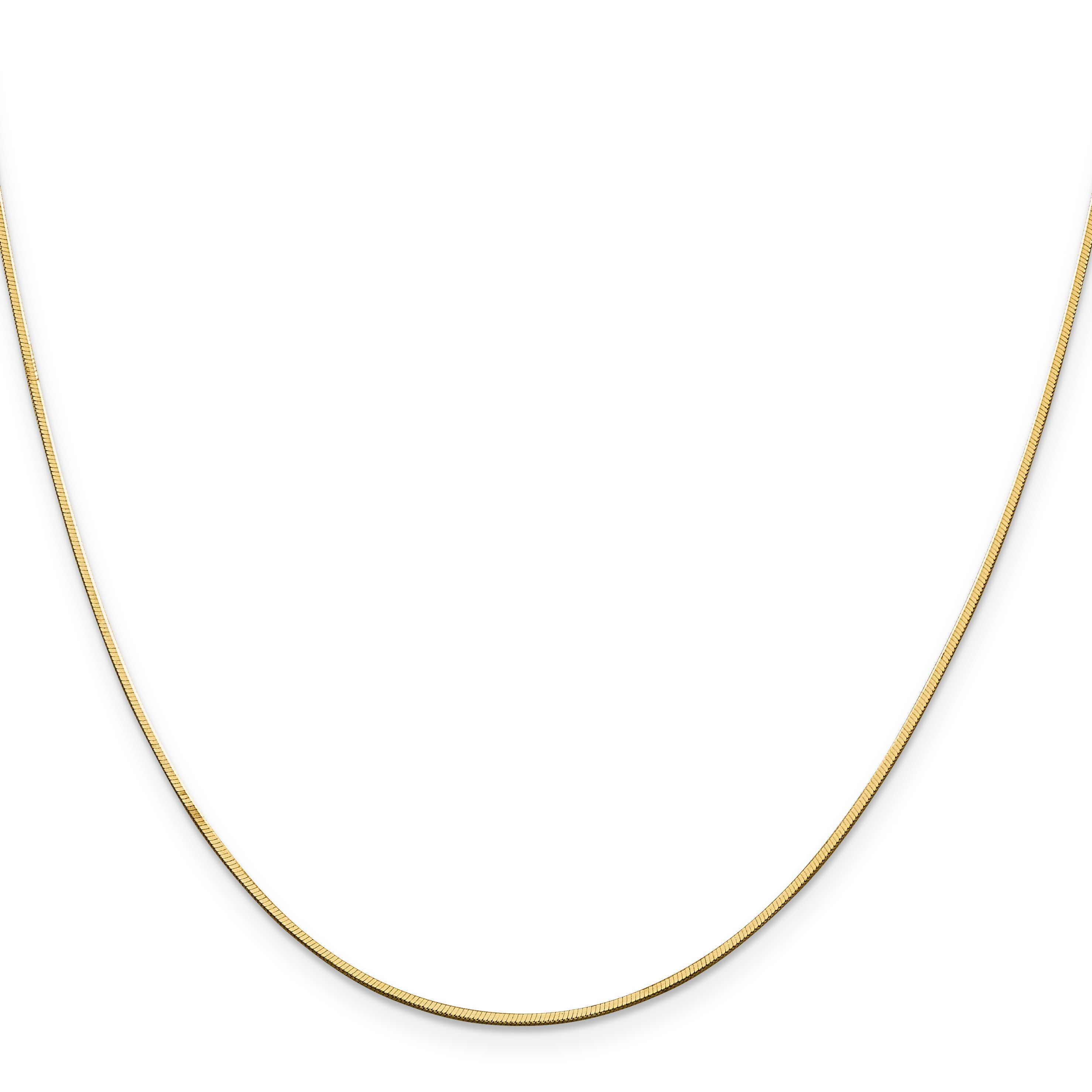 14K Yellow Gold 18 Inch 1mm Octagonal Snake With Lobster Clasp Chain Necklace