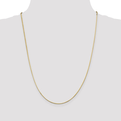 14K Yellow Gold 24 Inch 1mm Octagonal Snake With Lobster Clasp Chain Necklace