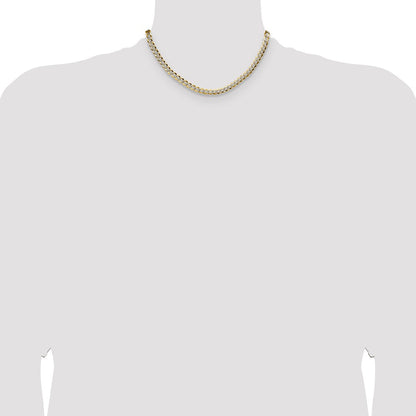 14K Yellow & Rhodium 5.9mm Lightweight Pavé Flat Cuban Chain Necklace