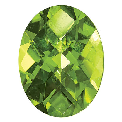 Gemstone Peridot Aa Quality 9X7mm Oval Checkerboard