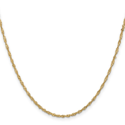 14K Yellow Gold 20 Inch 1.70mm Singapore With Lobster Clasp Chain Necklace