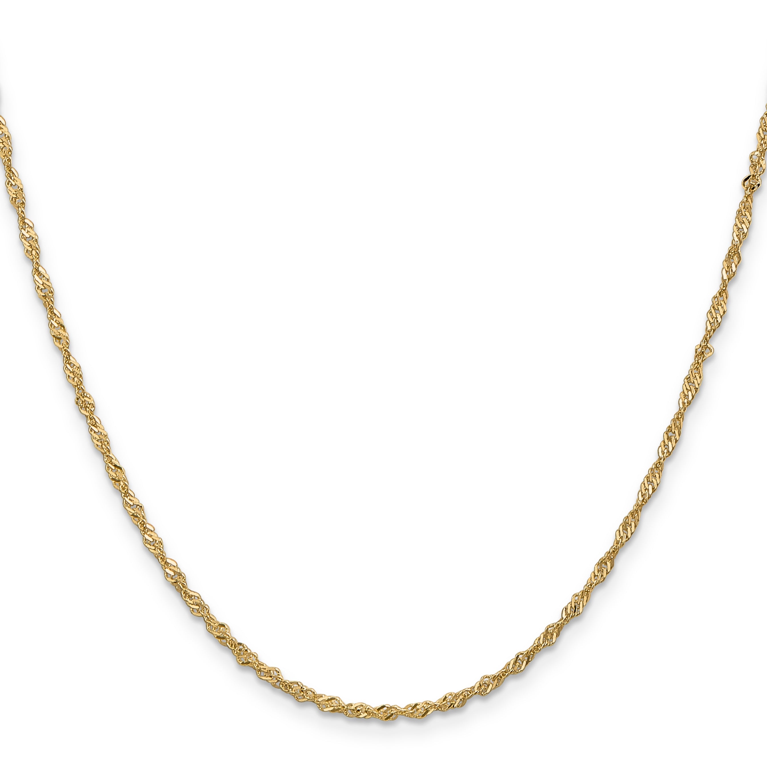 14K Yellow Gold 22 Inch 1.70mm Singapore With Lobster Clasp Chain Necklace