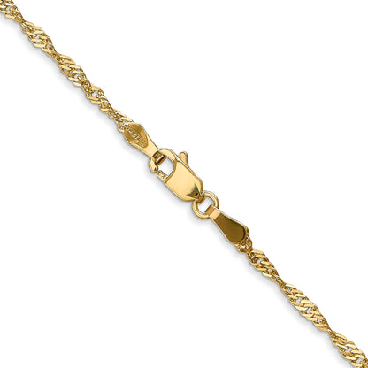 14K Yellow Gold 24 Inch 1.70mm Singapore With Lobster Clasp Chain Necklace